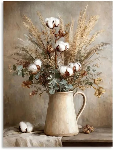 Miniatura 16 de Lienzo enmarcado vintage para pared, diseño de conejo, conejo, póster para decoración del hogar y Pascua, 13.5 x 13.5 pulgadas Granero rústico