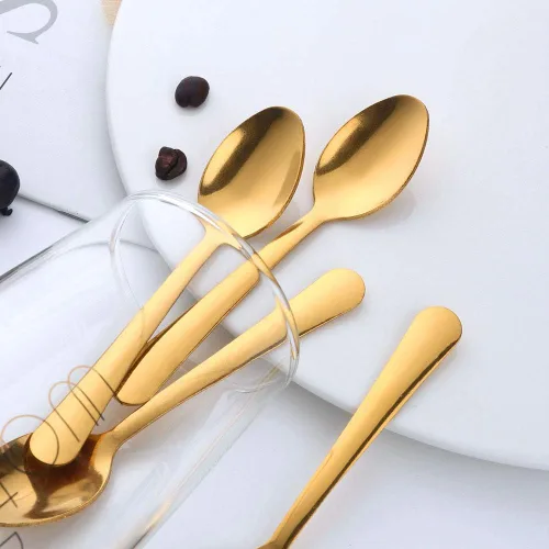 Miniatura 7 de Juego de 12 cucharas de café, mini cucharas de café, cucharas de café expreso de acero inoxidable, cucharas pequeñas para postre, té, aperitivo, 4.5