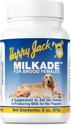 HAPPY JACK Milkade - Suministros de cría y lactancia para perros, ayuda para la producción de leche para perras y arena saludable, vitamina prenatal