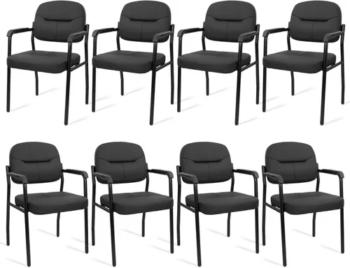 Miniatura 21 de CLATINA Sillas de recepción de espera sin ruedas, silla de invitados de cuero con brazos acolchados, modernas sillas de escritorio de oficina marrón