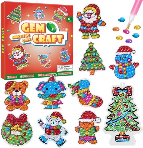 Miniatura 7 de WAHFNG Gem Art, Kit de Pintura de Diamantes para Niños - Crea Tus Propios Adhesivos, Llaveros y Atrapadores de Sol - Artes y Manualidades para Niñas