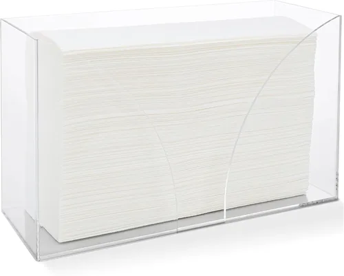SimplyImagine Dispensador de toallas de papel acrílico para encimera, bandeja abierta para servilletas múltiples, plegado en C, plegado en Z y