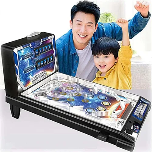 Miniatura 7 de PHATM Máquina de pinball de escritorio Retro Arcade electrónica Super Marble Arcade Machine Mini Pinball Juego para el hogar con marcador de música
