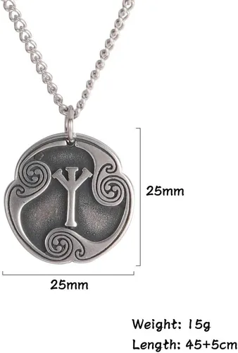 Miniatura 3 de TEAMER Collar con colgante de amuleto de acero inoxidable de 24 runas de los vikingos nórdicos, joyería con símbolo de la suerte y la bendición