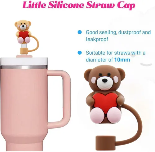 Miniatura 3 de Tapa con pajita para vaso Stanley, tapa superior con forma de corazón compatible con vasos térmico de 30 y 40 oz con asa, tapas para pajita de 10 mm