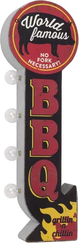 Cartel LED vintage de doble cara inspirado en el estilo retro mundialmente famoso para BBQ, decoración retro de pared para el hogar, sala de juegos,