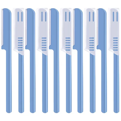 Maquinilla de afeitar facial para mujer, maquinilla de afeitar de cejas modeladora de cejas Dermaplaner herramienta de modelado con cubierta (azul)