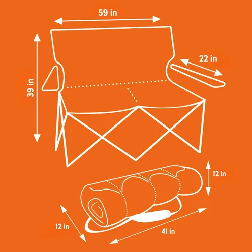 Miniatura 9 de Silla de camping plegable resistente de gran tamaño Kelty Loveseat de 2 plazas, asiento doble para partidos de fútbol, espera en estacionamiento