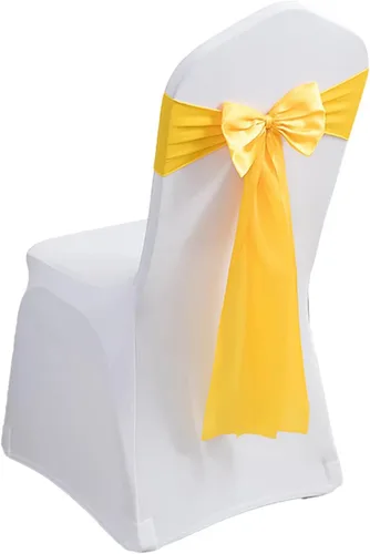 Miniatura 29 de Paquete de 100 bandas de elastano para silla, lazos de satén de color azul para bodas, eventos, banquetes, hoteles, hogar y cocina, 100
