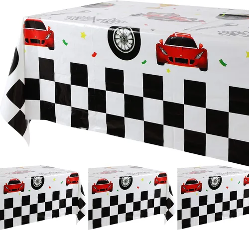 4 piezas de plástico para mesa de coche de carreras, suministros de decoración de fiesta temática de cumpleaños para niños