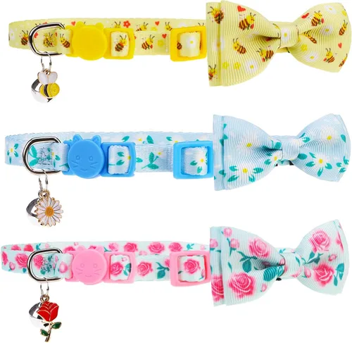 Miniatura 32 de PUPTECK Collar de gato con campanas, collar de gatito ajustable para niñas y niños pequeños, cachorro, conejito, bonito accesorio de disfraz