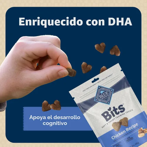 Miniatura 6 de Blue Buffalo Bits Golosinas suaves para entrenamiento para perros, hechas con ingredientes naturales y mejoradas con DHA, receta de pollo, bolsa