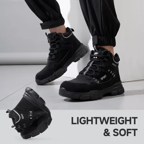 Miniatura 5 de Botas de punta de acero para hombre, botas de trabajo ligeras para hombres, botas de seguridad altas con suela media Kevlar resistente a pinchazos