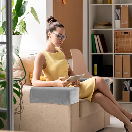 Miniatura 9 de VICASKY Juego de 2 fundas para sofá y sillas, protectores de sillón, funda de escritorio con fundas para sofá y muebles