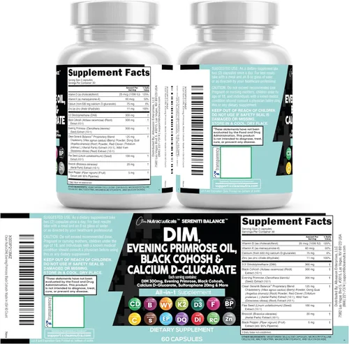 Miniatura 9 de Clean Nutraceuticals DIM Evening Primrose Black Cohosh Calcio D-Glucarato Sulforafano Extracto de semilla de lino – Vitaminas de apoyo hormonal