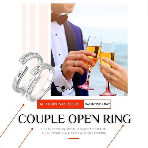 Miniatura 3 de OPALSTOCK - Juego de anillos de compromiso personalizados para parejas con corazón a juego para él y para ella