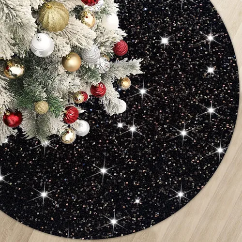 Miniatura 12 de MODFUNS Falda Roja para Árbol de Navidad Mini Faldas con Purpurina para Árbol de 21 Pulgadas Falda para Árbol de Navidad con Lentejuelas Tapete