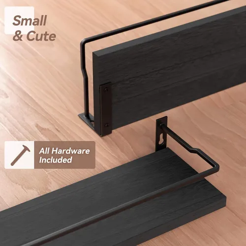 Miniatura 4 de RICHER HOUSE Estantes de baño, organizador de estante de pared flotante negro sobre inodoro de almacenamiento con 2 estantes