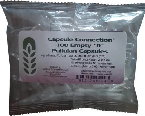 Capsule Connection Unidas cápsulas vacías Pullulan, 0" tamaño, vegano y vegetariano (100)