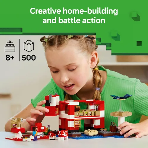 Miniatura 2 de LEGO Minecraft La casa de Mooshroom - Figuras de juguete y juego de Minecraft para niños, niños y niñas, mayores de 8 años - con Steve y otras