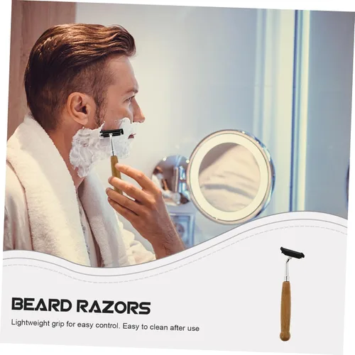 Miniatura 5 de balacoo 4 unids hombres tradicional mango de bambú afeitar afeitar acero inoxidable herramienta de peluquería para afeitar suave