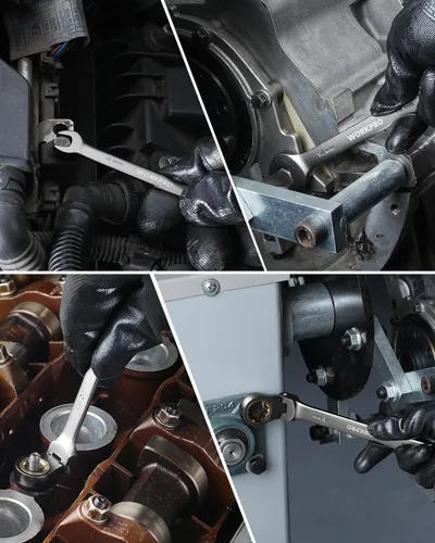 Miniatura 4 de WORKPRO Llave de combinación con cabeza flexible de 8 mm, construida en Cr-V, niquelada, 72 dientes, diseño de 12 puntas, métrica