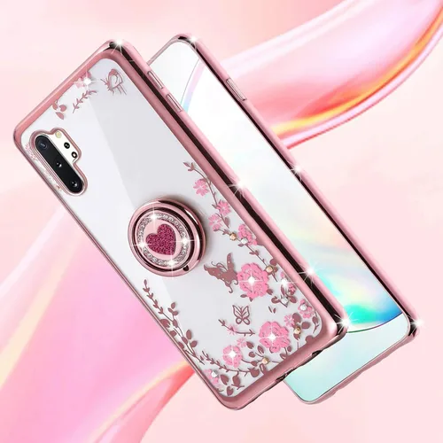 Miniatura 7 de Funda protectora para Note 10 Plus, Galaxy para mujer, con purpurina, cristal, mariposa, corazón, floral, delgada, de TPU para niñas, con soporte