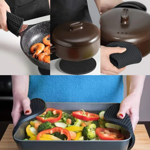 Miniatura 5 de 4 salvamanteles para platos calientes, almohadillas calientes para cocina, soportes de silicona para ollas, extragruesos, antideslizantes