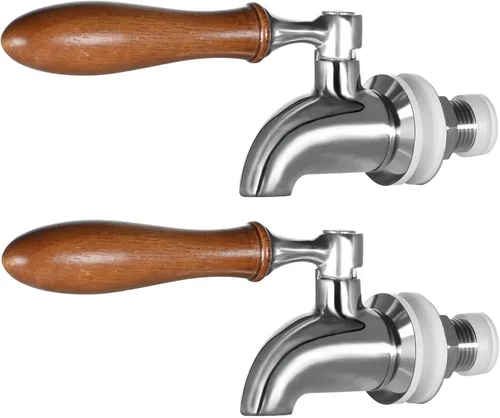 Paquete de 2 dispensadores de bebidas de acero inoxidable para tarros de vidrio, jarra de agua, se adapta a apertura de 5/8 pulgadas, acabado