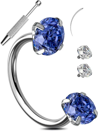Miniatura 11 de OUFER Anillos de labio de herradura 16G para mujeres y hombres, acero quirúrgico 316L, 8/0.394 in, joyería de piercing de labio, rosca interna
