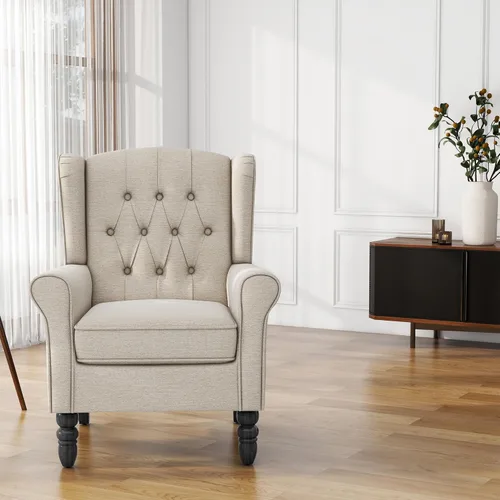 Miniatura 3 de Silla decorativa de respaldo alto, sillón tapizado de tela, silla con respaldo alado para sala de estar, cómodo sofá individual, asiento de lectura
