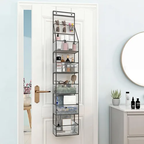 Miniatura 2 de Fixwal Organizador colgante de despensa con 6 estantes para colgar sobre la puerta, con bolsillos de plástico transparente detrás de la puerta