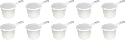Miniatura 8 de JapanBargain Juego de 2 cucharones de agua japoneses de plástico para baño, cucharón filipino tabo de fondo plano, hecho en Japón (2, blanco)