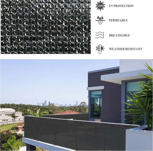 Miniatura 3 de Alion Home Elegante pantalla de privacidad para terraza, patio, balcón, valla, piscina, porche, barandilla, (2 pies de altura) negro