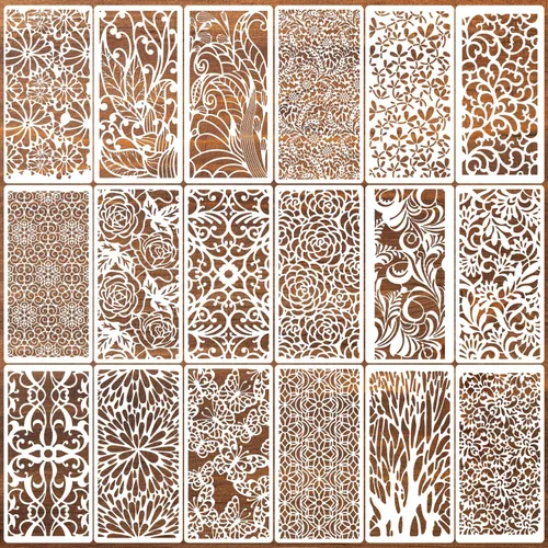 Miniatura 10 de Plantillas para manualidades, plantillas de textura reutilizables para pintar, plantillas de fondo de 8x4 pulgadas, plantillas de dibujo