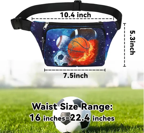Miniatura 4 de LEDAOU Riñonera para niños, bolsa cruzada para niños, riñonera, ligera, para el pecho, Baloncesto Rugby Estrellas de fútbol, Talla única