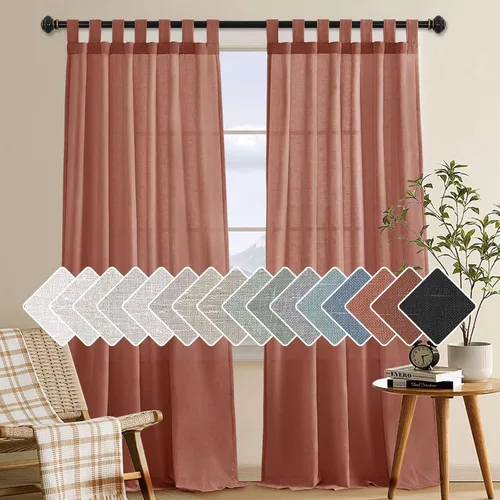 Miniatura 44 de H.VERSAILTEX Cortinas aireadas mezcladas de lino natural con pestaña superior para sala de estar, decoración del hogar, material suave y rico que
