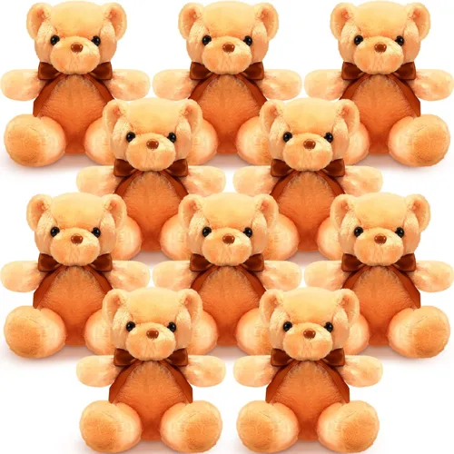 Skylety - 10 piezas de osos de peluche, paquete de animales de peluche suaves con lazo de cinta para regalo, boda, fiesta de despedida de soltera,