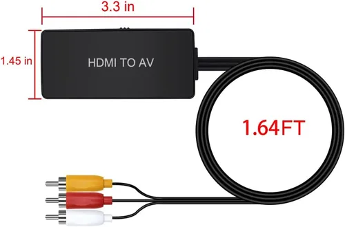 Miniatura 6 de LVY Convertidor HDMI a RCA, adaptador de convertidor de audio de vídeo compuesto HDMI a AV, compatible con PAL/NTSC para PC portátil HDTV DVD