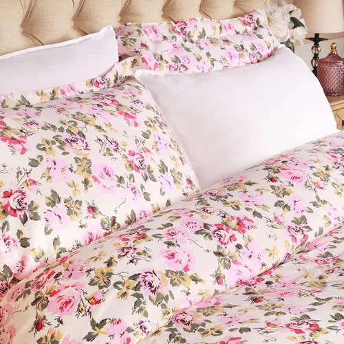 Miniatura 3 de Superior Juego de funda de edredón de algodón de 300 hilos con fundas de almohada, duradero y transpirable, lavable a máquina, ropa de cama floral
