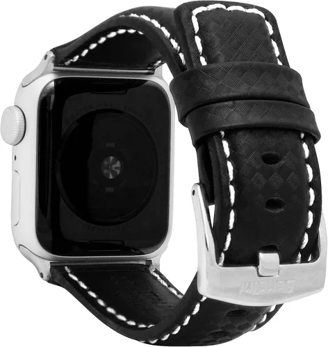 Miniatura 11 de Bandini Correa de cuero de fibra de carbono para hombre para Apple Watch de 1.732 in 1.772 in 1.654 in 1.614 in 1.575 in 1.496 in Ultra 1.929 in