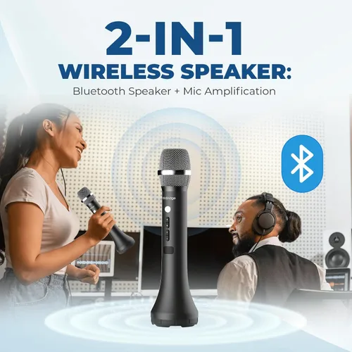Miniatura 6 de Amplificador de voz inalámbrico Bluetooth, micrófono profesional inteligente con cancelación de ruido, micrófono de mano/escritorio de 15W con 3