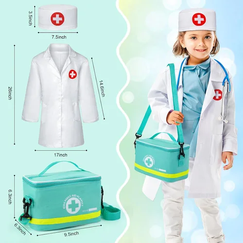 Miniatura 5 de Sundaymot Kit médico para niños, juego de simulación de 34 piezas para niños pequeños, kit de médico para niños pequeños de 3 a 5 años, con bolsa