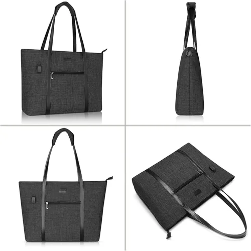 Miniatura 6 de MOSISO Bolsa Tote para Laptop con Puerto USB para Mujeres, Compatible con MacBook, Portátil de 17-17.3 pulgadas y Chromebook, Bolsa de Computadora