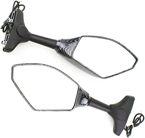 Miniatura 3 de Yibid Espejos laterales integrados para motocicleta con luz intermitente LED compatibles con Kawaski ZRX 1200S, ZZR1200, ZX-6R, 636, 6RR 1998-2006