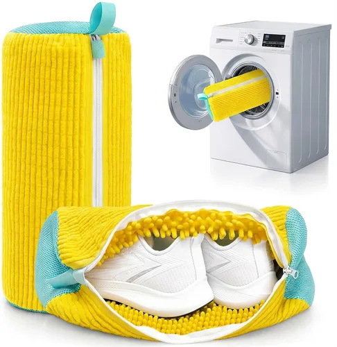 Miniatura 8 de Bolsa para lavadora de zapatos, paquete de 2 bolsas XXL para lavadora y secadora, limpiador de malla para zapatos deportivos, cremallera resistente
