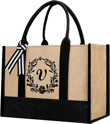 Miniatura 50 de Bolsa de mano personalizada de yute para mujeres, regalos para el día de la madre, regalo de Navidad de cumpleaños para mujeres y amigas