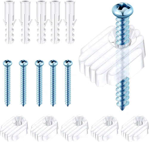 Blulu Paquete de 20 clips sujetadores de espejo para vidrio de 6 mm (6/25 pulgadas), kit para colgar espejos en la pared, sujetadores de retención