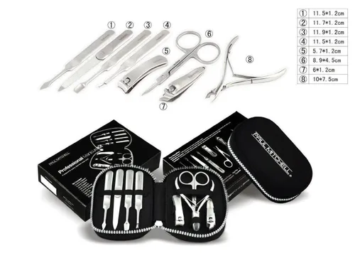 Juego de cortaúñas 8 en 1, kit de manicura y pedicura para uñas de manos y pies con estuche de viaje portátil, el mejor regalo para hombres y