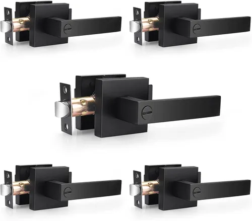 Miniatura 21 de Probrico Manijas de Puerta Negras Planas de Servicio Pesado Palancas Cuadradas de Privacidad para Puertas Interiores Manijas de Puerta para Negro